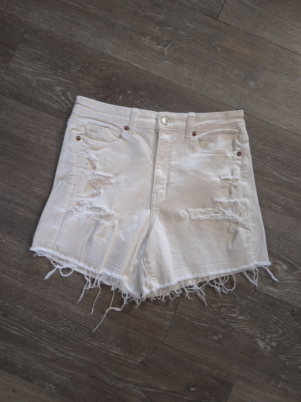American Eagle Outfitters White Distressed Denim Cutoff Shorts